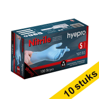 Aanbieding: 10x HY@PRO Nitril handschoenen S poedervrij blauw (6 gram, 24 cm, 100 stuks) SHY00129