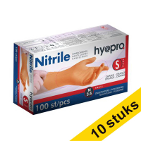 Aanbieding: 10x HY@PRO Nitril handschoenen S poedervrij oranje (3,5 gram, 24 cm, 100 stuks) SHY00103