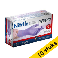 Aanbieding: 10x HY@PRO Nitril handschoenen S poedervrij paars (3,5 gram, 24 cm, 100 stuks) SHY00095
