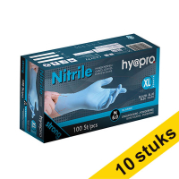 Aanbieding: 10x HY@PRO Nitril handschoenen XL poedervrij blauw (6 gram, 24 cm, 100 stuks) SHY00135