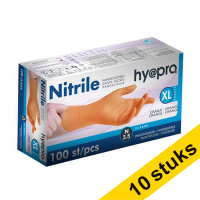 Aanbieding: 10x HY@PRO Nitril handschoenen XL poedervrij oranje (3,5 gram, 24 cm, 100 stuks) SHY00109