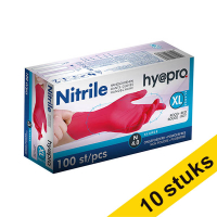 Aanbieding: 10x HY@PRO Nitril handschoenen XL poedervrij rood (4 gram, 24 cm, 100 stuks) SHY00119