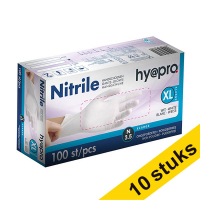 Aanbieding: 10x HY@PRO Nitril handschoenen XL poedervrij wit (3,5 gram, 24 cm, 100 stuks) SHY00063