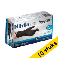 Aanbieding: 10x HY@PRO Nitril handschoenen XL poedervrij zwart (3,5 gram, 24 cm, 100 stuks) SHY00071