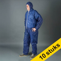 Aanbieding: 10x HY@PRO Non-woven PE coated antistatische coverall met capuchon XXL blauw (1 stuk)