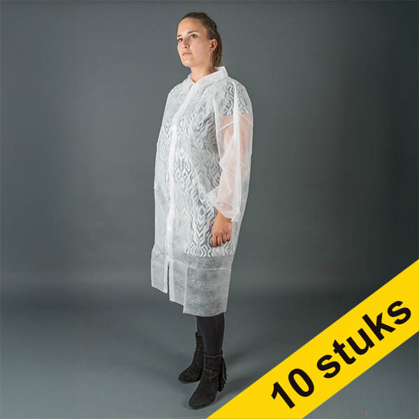 Aanbieding: 10x HY@PRO Non-woven jas met drukknopen S wit (1 stuk – 20 g/m²) SHY00682 Aanbieding: 10x HY@PRO Non-woven jas met drukknopen S wit (1 stuk – 20 g/m²) SHY00682 - 1