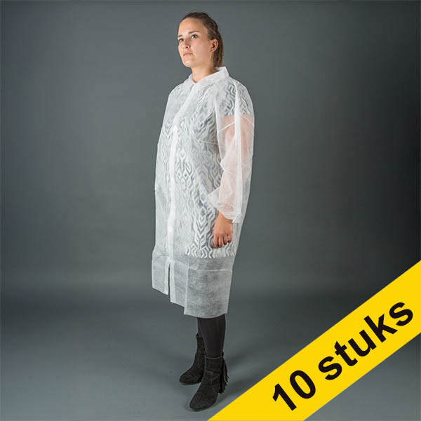 Aanbieding: 10x HY@PRO Non-woven jas met klittenbandsluiting XXL wit (1 stuk) SHY00710 Aanbieding: 10x HY@PRO Non-woven jas met klittenbandsluiting XXL wit (1 stuk) SHY00710 - 1