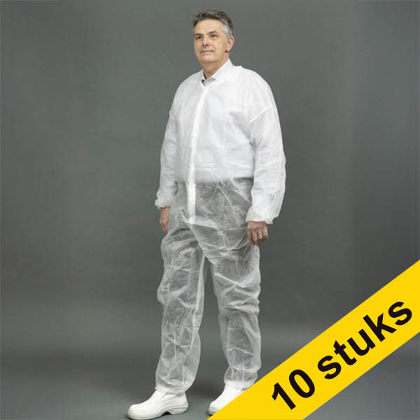 Aanbieding: 10x HY@PRO Non-woven overall zonder kap XL wit (1 stuk) SHY00754 Aanbieding: 10x HY@PRO Non-woven overall zonder kap XL wit (1 stuk) SHY00754 - 1