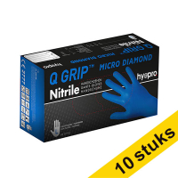 Aanbieding: 10x HY@PRO Q Grip Micro Diamond Nitril handschoenen L poedervrij blauw (29 cm, 50 stuks) SHY00181