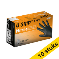 Aanbieding: 10x HY@PRO Q Grip Tyre Nitril handschoenen L poedervrij zwart (24 cm, 50 stuks) SHY00159