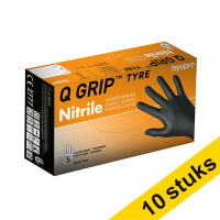 Aanbieding: 10x HY@PRO Q Grip Tyre Nitril handschoenen S poedervrij zwart (24 cm, 50 stuks) SHY00155