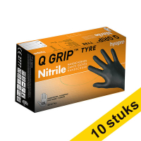 Aanbieding: 10x HY@PRO Q Grip Tyre Nitril handschoenen XXL poedervrij zwart (24 cm, 50 stuks) SHY00163