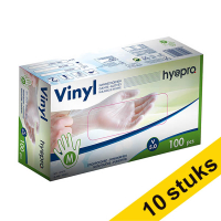 Aanbieding: 10x HY@PRO Vinyl handschoenen M poedervrij wit (5 gram, 24 cm, 100 stuks) SHY00247