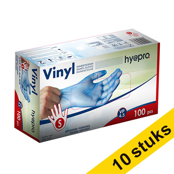 HY@PRO Aanbieding: 10x HY@PRO Vinyl handschoenen S gepoederd blauw (4,5 gram, 24 cm, 100 stuks)  SHY00237 - 1