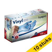 Aanbieding: 10x HY@PRO Vinyl handschoenen S poedervrij blauw (5 gram, 24 cm, 100 stuks) SHY00253