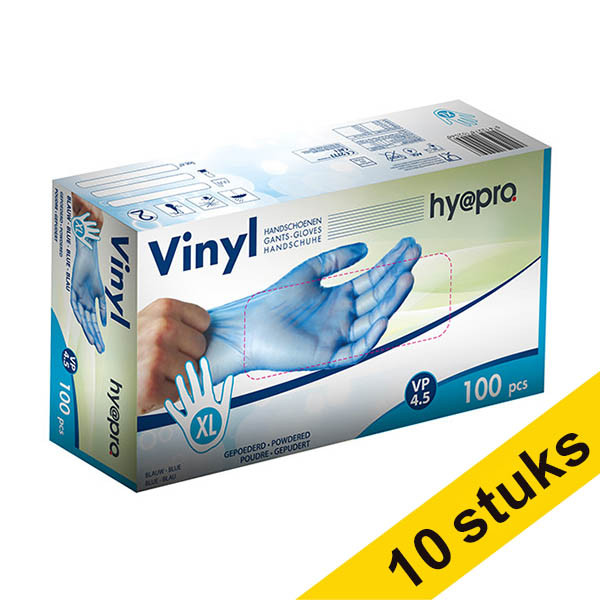 HY@PRO Aanbieding: 10x HY@PRO Vinyl handschoenen XL gepoederd blauw (4,5 gram, 24 cm, 100 stuks)  SHY00243 - 1
