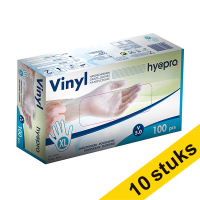 Aanbieding: 10x HY@PRO Vinyl handschoenen XL poedervrij wit (5 gram, 24 cm, 100 stuks) SHY00251