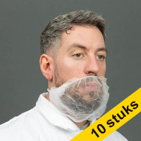 Aanbieding: 10x HY@PRO non-woven baardmasker met 2 oorelastieken wit (45 cm, 100 stuks)