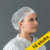 Aanbieding: 10x HY@PRO non-woven haarnetjes met clip en 2 elastieken wit (100 stuks - 53,5 cm) SHY00363 - 1
