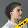 Aanbieding: 10x HY@PRO non-woven haarnetjes met clip en 2 elastieken zwart (100 stuks - 53,5 cm) SHY00413 - 1