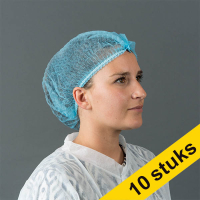 Aanbieding: 10x HY@PRO non-woven haarnetjes met clip en elastiek blauw (100 stuks - 53,5 cm)