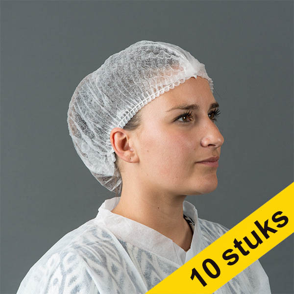Aanbieding: 10x HY@PRO non-woven haarnetjes met clip en elastiek wit (100 stuks - 53,5 cm) SHY00361 Aanbieding: 10x HY@PRO non-woven haarnetjes met clip en elastiek wit (100 stuks - 53,5 cm) SHY00361 - 1