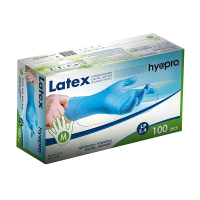 HY@PRO Latex handschoenen M gepoederd blauw (5,4 gram, 24 cm, 100 stuks) SHY00198 HY@PRO Latex handschoenen M gepoederd blauw (5,4 gram, 24 cm, 100 stuks) SHY00198