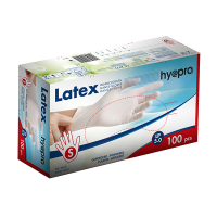 HY@PRO Latex handschoenen S gepoederd wit (5 gram, 24 cm, 100 stuks) SHY00188