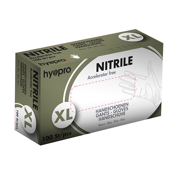 HY@PRO Medical Accelerator Free Nitril handschoenen XL poedervrij blauw (3,5 gram, 24 cm, 100 stuks) SHY00026 - 1