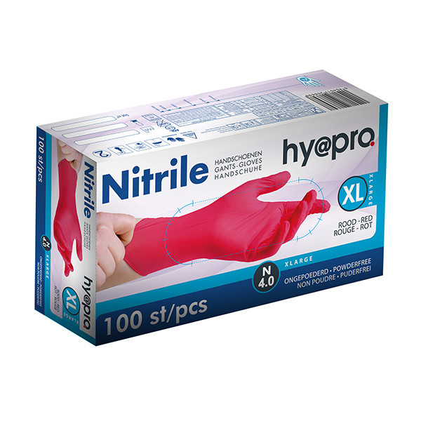 HY@PRO Nitril handschoenen XL poedervrij rood (4 gram, 24 cm, 100 stuks)  SHY00118 - 1