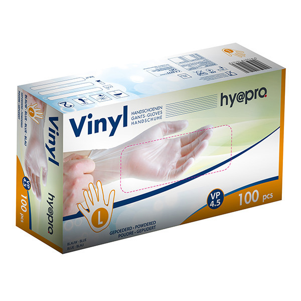 HY@PRO Vinyl handschoenen L gepoederd wit (4,5 gram, 24 cm, 100 stuks)  SHY00232 - 1