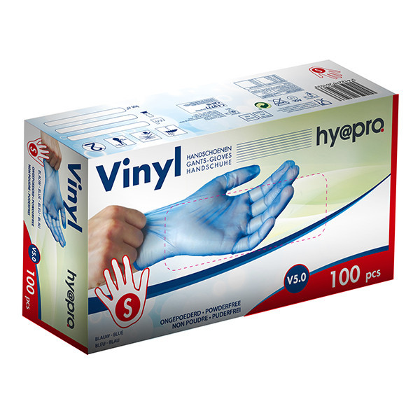 HY@PRO Vinyl handschoenen S poedervrij blauw (5 gram, 24 cm, 100 stuks)  SHY00252 - 1