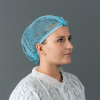 HY@PRO non-woven detecteerbare haarnetjes met clip en 2 elastieken blauw (100 stuks - 53,5 cm) SHY00380 - 1