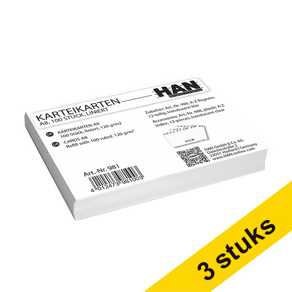Aanbieding: 3x HAN tabkaart gelijnd 74 x 52 mm (100 stuks) 218087 - 1