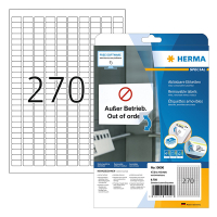 Herma 10000 verwijderbare etiketten A4 17,8 x 10 mm wit (6750 etiketten) 10000 230632