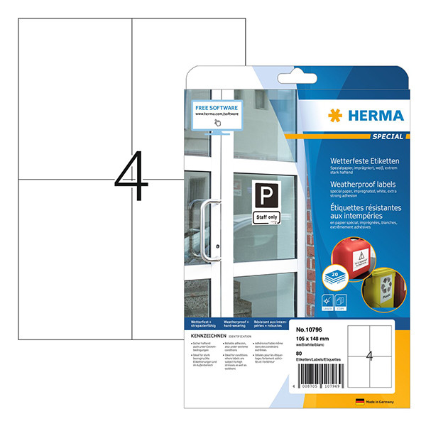Herma 10796 weersbestendige geïmpregneerde etiketten A4 105 x 148 mm (80 etiketten) 230735 - 1