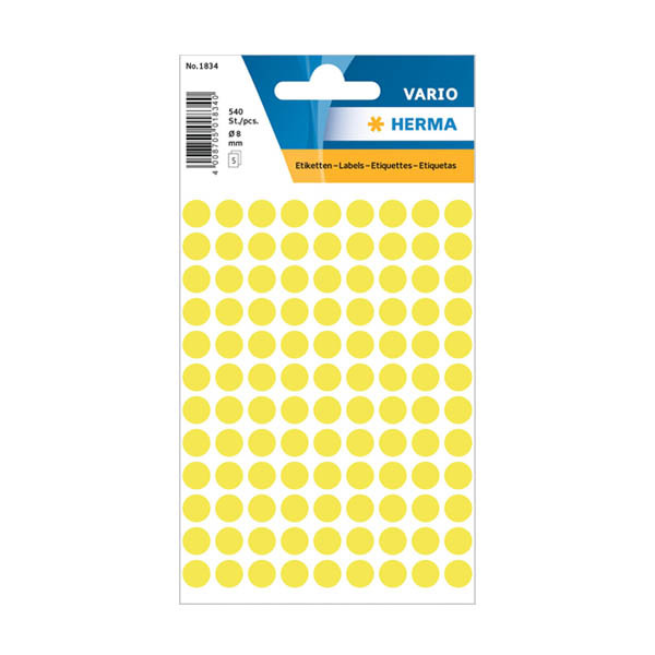 Herma 1834 markeringspunten Ø 8 mm fluogeel (540 etiketten) 230999 - 1
