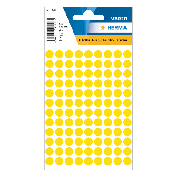 Herma 1841 markeringspunten Ø 8 mm rond geel (540 etiketten) 1841 230419 - 1