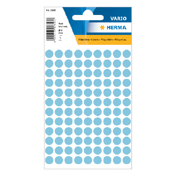 Herma 1843 markeringspunten Ø 8 mm rond blauw (540 etiketten) 1843 230424 - 1