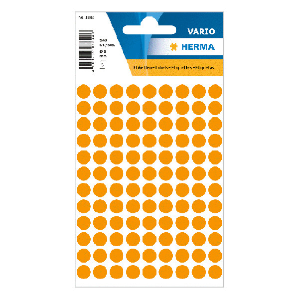 Herma 1844 markeringspunten Ø 8 mm rond fluo-oranje (540 etiketten) 1844 230421 - 1