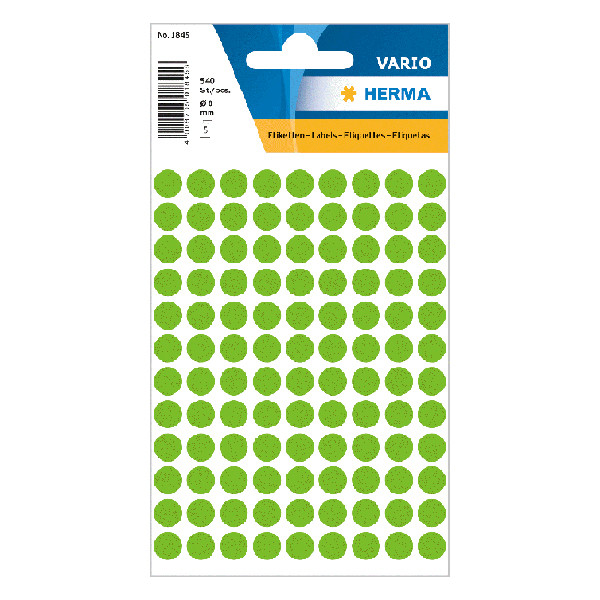 Herma 1845 markeringspunten Ø 8 mm rond groen (540 etiketten) 1845 230425 - 1