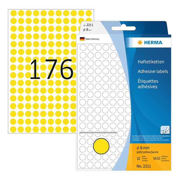 Herma 2211 markeringspunten Ø 8 mm rond geel (5632 etiketten) 230720 - 1