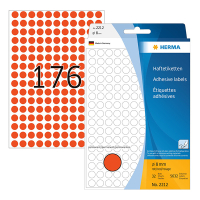 Herma 2212 multifunctionele etiketten Ø 8 mm rond rood (5.632 etiketten) 2212 230722