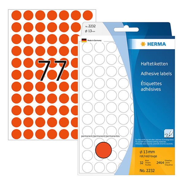 Herma 2232 markeringspunten Ø 13 mm rond rood (2464 etiketten) 230703 - 1