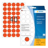 Herma 2252 multifunctionele etiketten Ø 19 mm rond rood (1.280 etiketten) 2252 230709