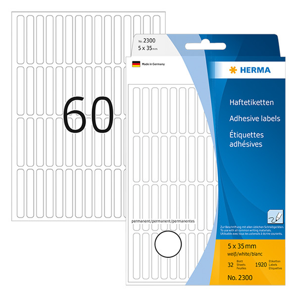 Herma 2300 multifunctionele etiketten 5 x 35 mm wit (1920 etiketten) 2300 230426 - 1