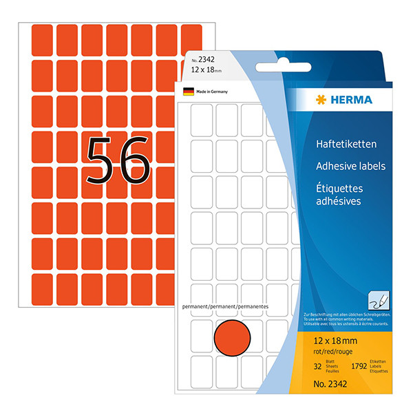 Herma 2342 multifunctionele etiketten 12 x 18 mm rood (1792 etiketten) 230661 - 1