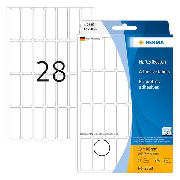 Herma 2360 multifunctionele etiketten 13 x 40 mm wit (896 etiketten) 2360 230430 - 1