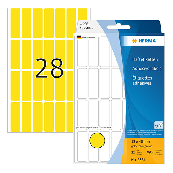 Herma 2361 multifunctionele etiketten 13 x 40 mm geel (896 etiketten) 2361 230668 - 1