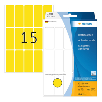 Herma 2411 multifunctionele etiketten 20 x 50 mm geel (480 etiketten) 2411 230673